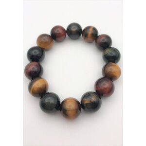 Big and Beautiful Colorful Tiger Beaded Stretch Bracelet - 14mm